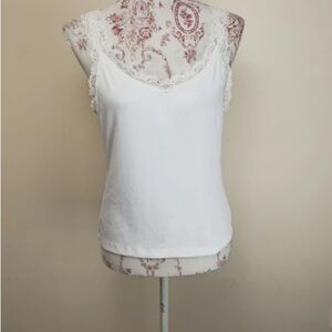 H&M White Lace-Trim Camisole